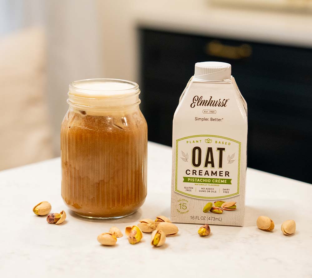 
                  
                    Hafer-Creamer mit Pistaziengeschmack, vegan & vielseitig für Kaffee oder Tee
                  
                