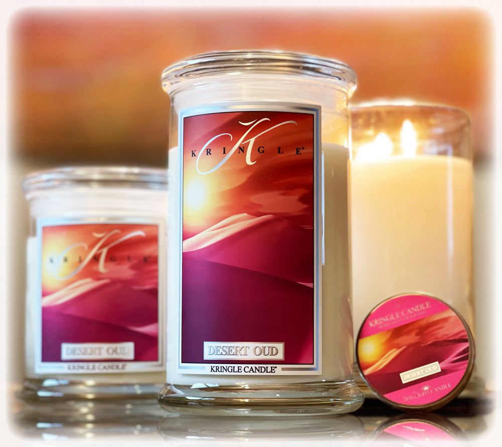 Desert Oud Duftkerze von Kringle Candle online bestellen – Oud, Zitrus & Jasmin, Large & Medium