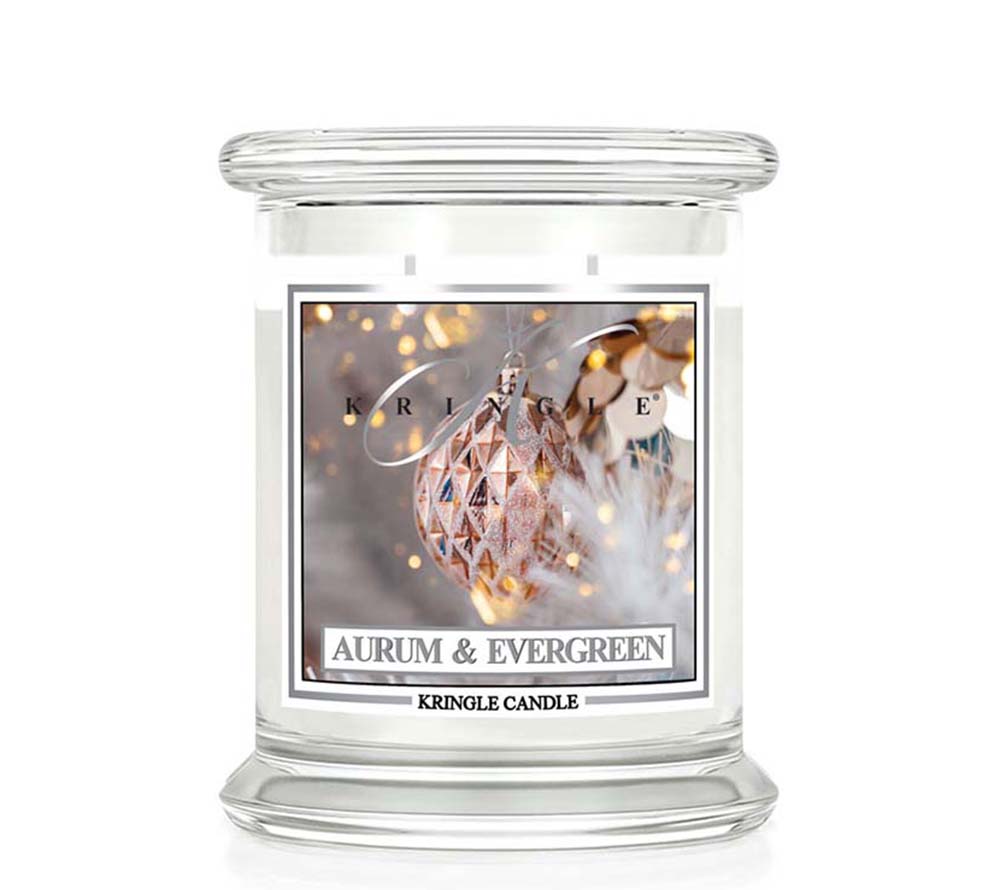 Aurum & Evergreen Duftkerze von Kringle Candle kaufen – Fruchtig-frischer Duft mit Grapefruit, Apfel & Zimt
