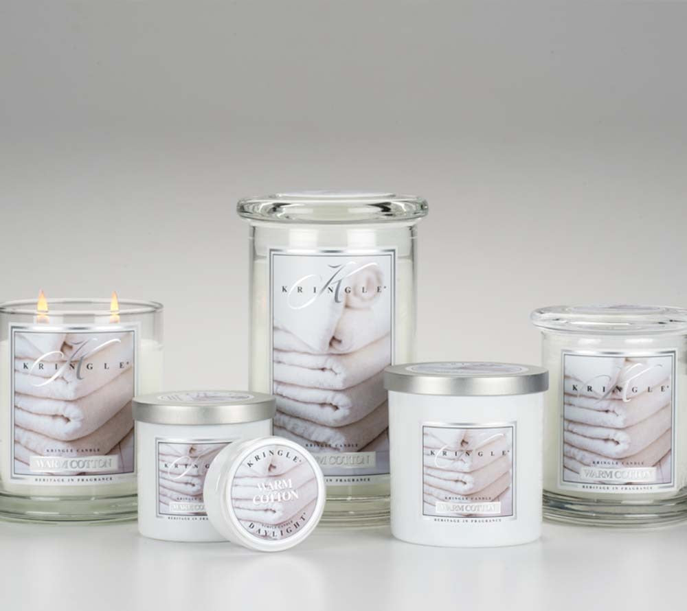 Warm Cotton Duftkerze von Kringle Candle kaufen – frische Wäsche, Frühlingsblüten & Moschus